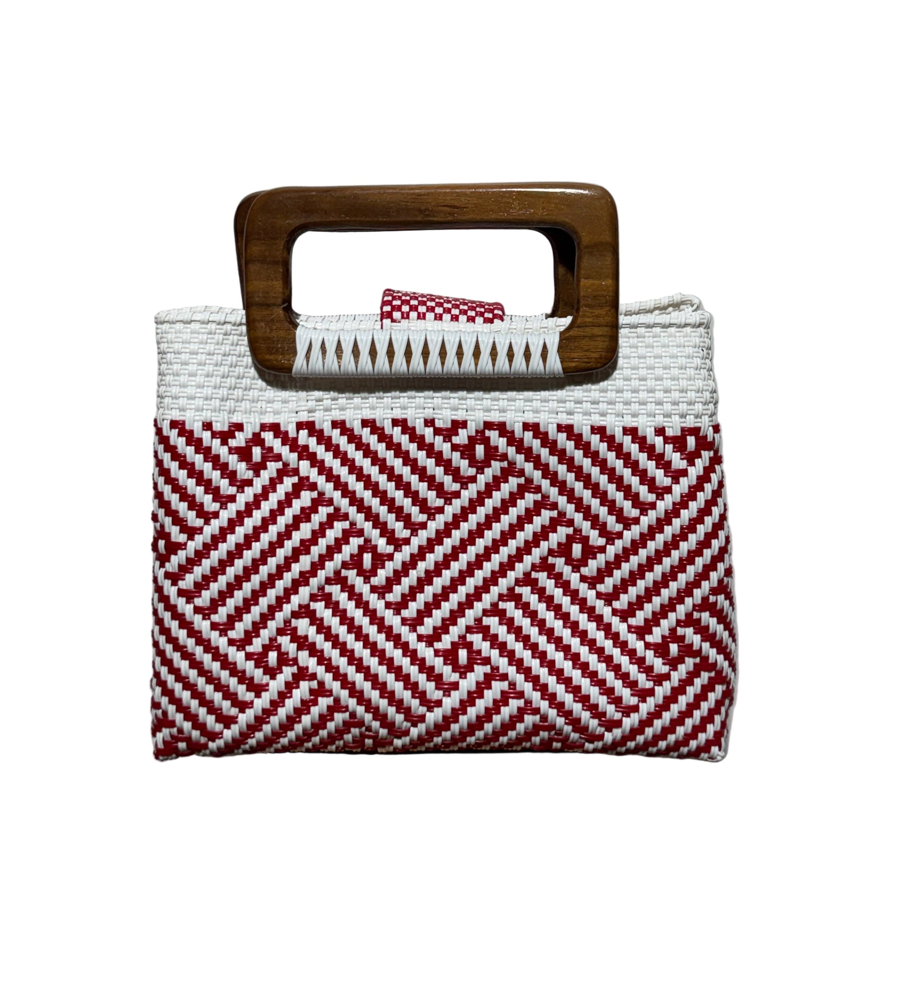 Bolso Mediano, Oaxaqueño 100% Artesanal de tegido plástico, con asa de madera fina.