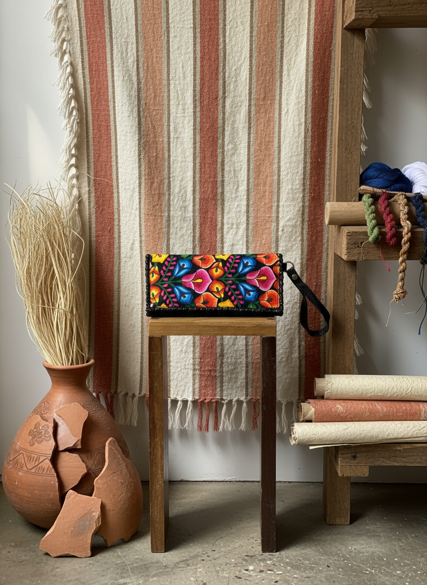 Cartera Oaxaqueño 100% artesanal hecho a mano.