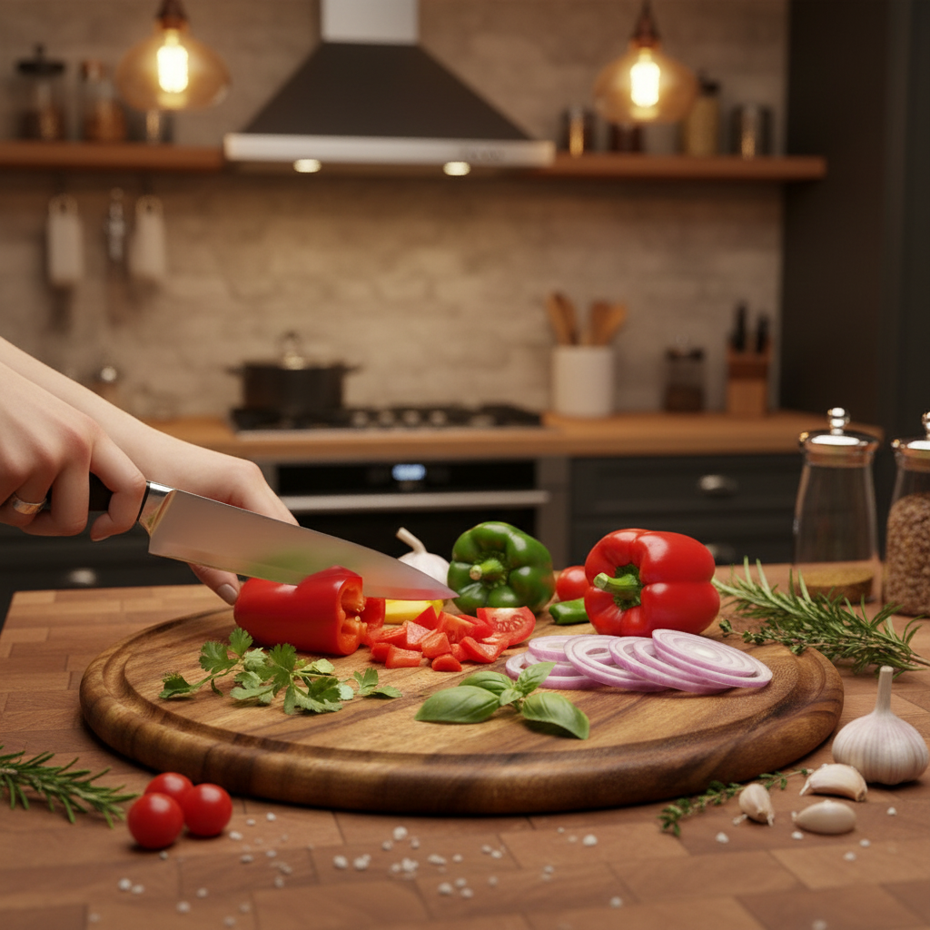 Tabla de picar, para cortes de carne y alimentos. De madera fina.