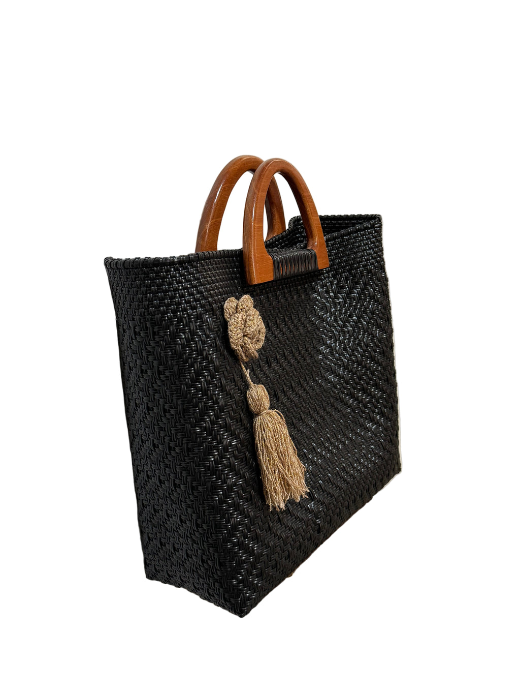Bolso Artesanal 100% Oaxaqueño grande, tejido a mano con asa de madera fina.